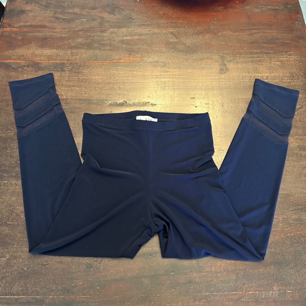 Joseph Ribkoff Mesh Panel Ankle Leggings Black High Rise Stretch Pants Small
